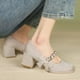 thumbnail image 2 of Zapatos para mujer 2023 nuevos tacones de primavera otoño para mujer hebilla de una palabra nudo de mariposa estilo francés Lolita dulce lindo Kawaii Fashion40 Gao Jinjia LED, 2 of 2