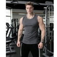 thumbnail image 3 of Men's Wide Strap Ribbed Tank Top, Fitness Muscle Gym Ribbed Workout Sleeveless Bodybuilding Shirts, 3 of 7