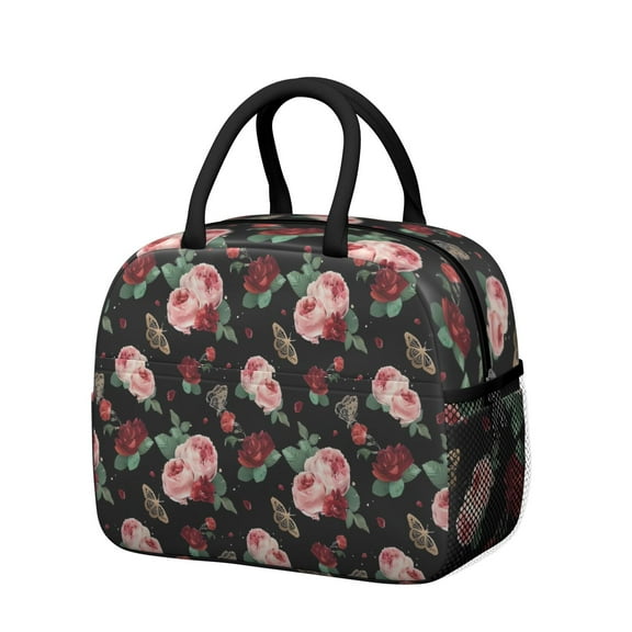 Womens Pioneer Flower Floral Print Pattern Lunch Box for Work,Insulated Lunch Bag for Women,Loncheras Para Mujer,Leakproof Adult Lunch Bag for Work,Beach,Travel,Picnic,Camping