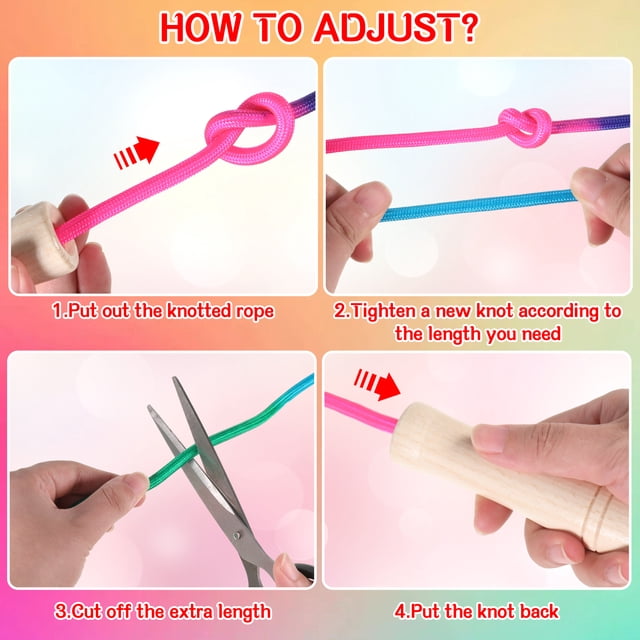 relayinert Adjustable Jump Rope For Children Smooth Line And Round Edge No Burr Rope Adjustable Wooden Safe
