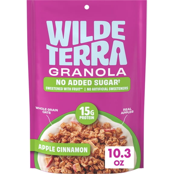 Wilde Terra Apple Cinnamon Granola, 15g Protein, No Added Sugar, 10.3 oz