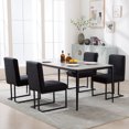 thumbnail image 6 of Linen Fabric Mid Century Modern Dining Chair Set of 2, Upholstered Padded Dining Chairs Armless Accent Chair with Black Metal Frame for Dining Room/Living Room/Kitchen/Office, Black, 6 of 8