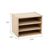 IRIS Modular Wood Stacking Storage Box with Shelf, Light Brown