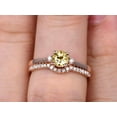 thumbnail image 3 of Startling 1.50 Carat Champagne Diamond Moissanite 6mm Round Cut 10k Rose Gold Engagement Ring Anniversary Gift Wedding Set Curved Eternity Ring, 3 of 5