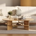thumbnail image 4 of Gelloan 47" Modern Coffee Table,Oval Coffee Table,Double-layer Coffee Table with Sturdy Pedestal for Apartment,Living Room,Bedroom,Natural, 4 of 7
