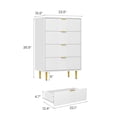 thumbnail image 2 of Fluted Dresser for Bedroom with 4 Drawers, 36.85" Tall Modern Chest of Drawers with Metal Handle, Wooden Closet Clothes Storage Organizer for Living Room, Hallway, White, 2 of 8