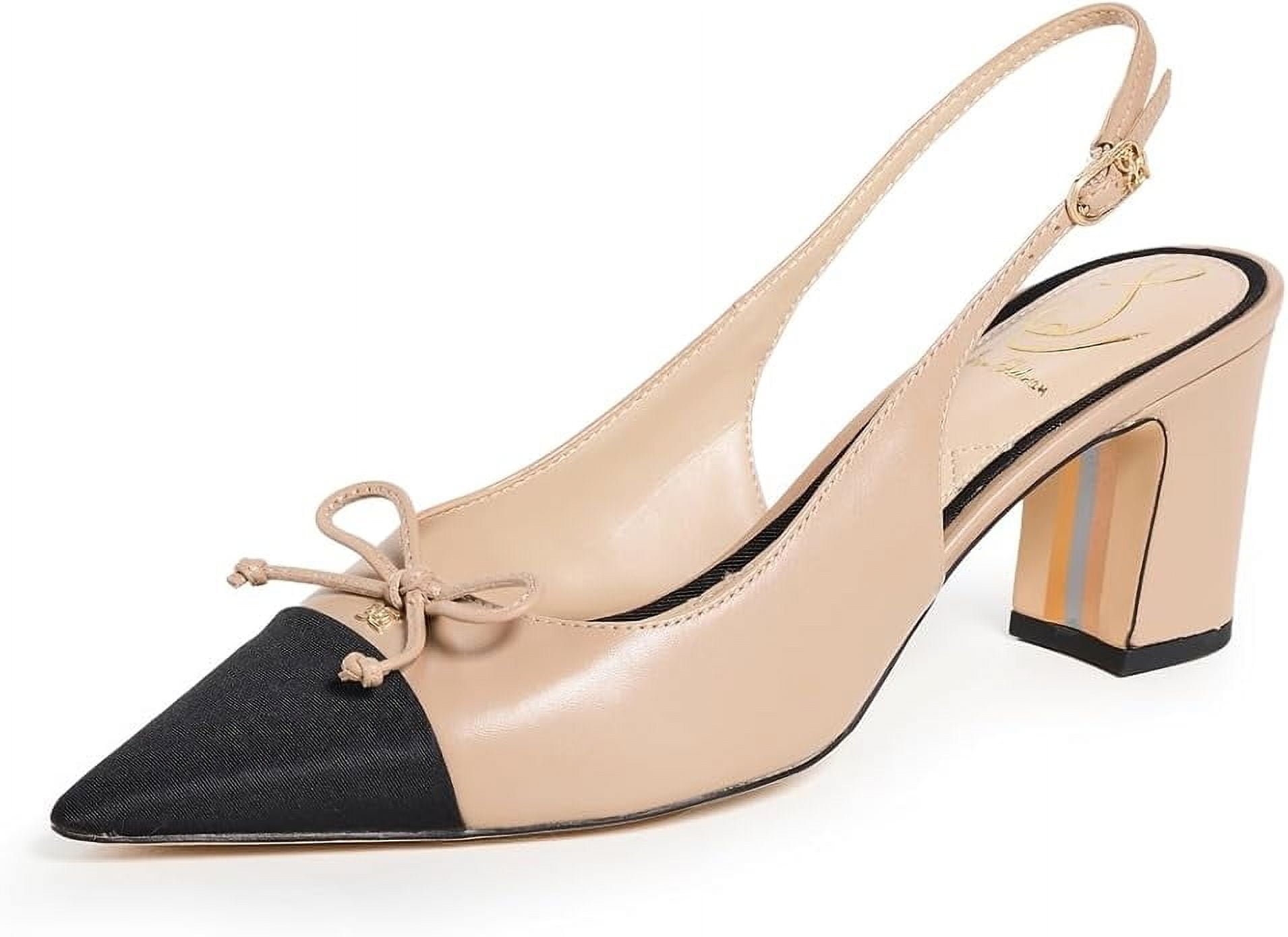 Sam Edelman Women's Tarra Pump Summer Sand/Black Leather 8.5M