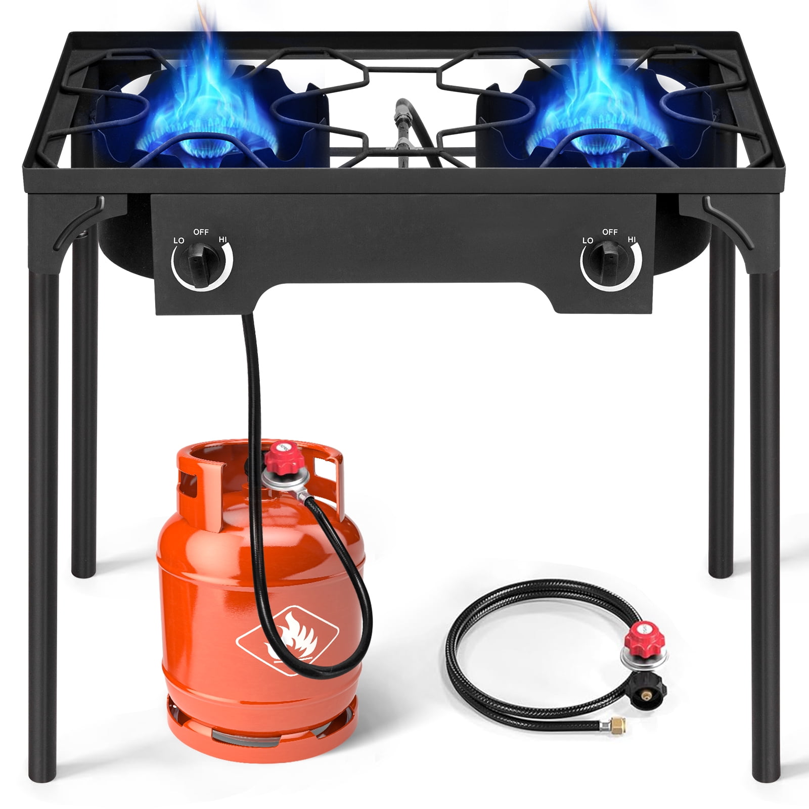 UBesGoo EX72 Portable Propane 15,0000BTU 2 Burner Outdoor Camp Stove, Black