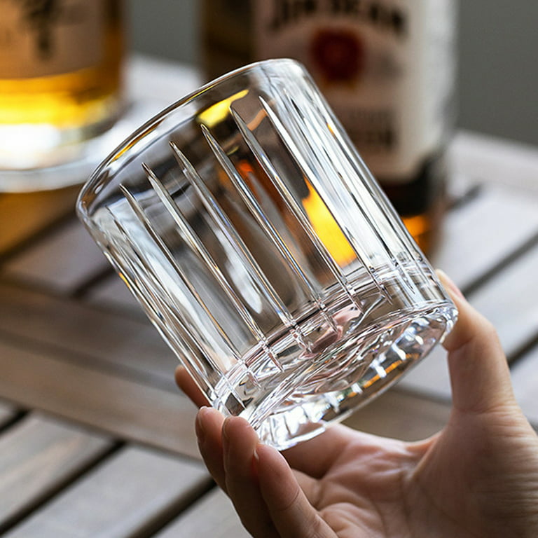 Glass set round whiskey glass (12 oz.)- Vintage crystal alcohol, whiskey,  tequila, Scotch, white wine, rum, man's gift, thick-weighted bottom  cocktail 350ml 
