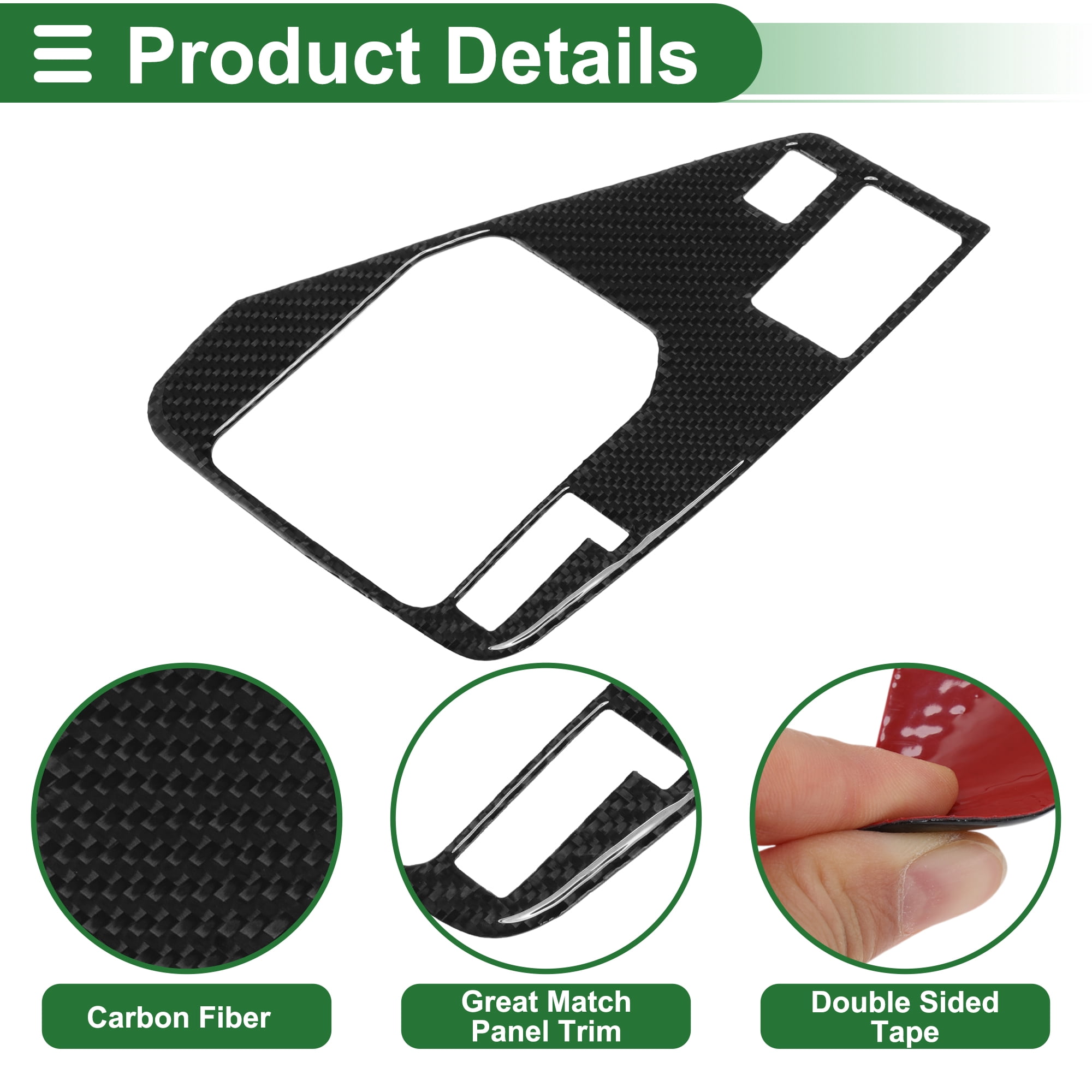 Unique Bargains Carbon Fiber Gear Shift Knob Button Cover for Subaru Crosstrek 2024 Console Gear Panel Decal Trim Sticker Interior Accessories Carbon Fiber Black