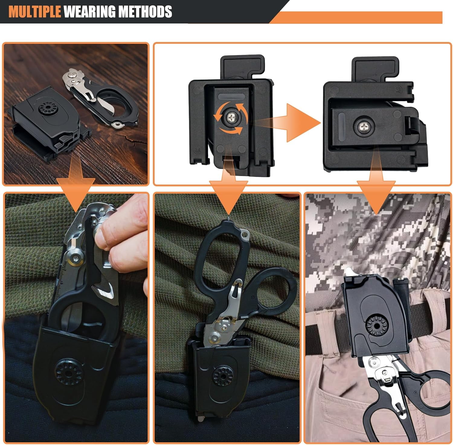 6-in-1 Foldable Trauma Shears with Holster - 420HC Stainless Steel Emergency Response Scissors, Glass Breaker