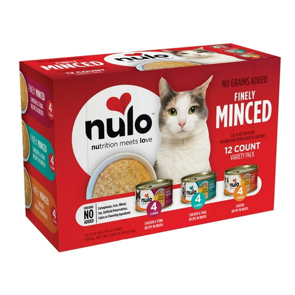 Nulo Nourriture Humide pour Chat et Chaton Sans Céréales, Assortiment, 2.8 Onces, 12 Boîtes