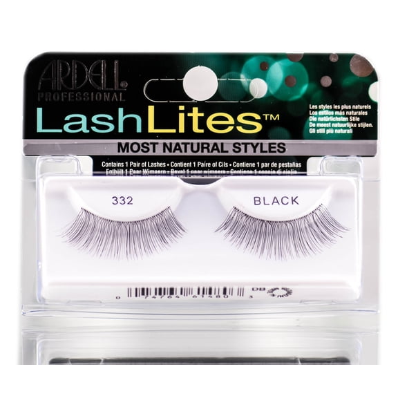 332 Black , Ardell LashLites Lashes , Hair Scalp Skin Body - Pack of 1 w/ SLEEK Teasing Comb