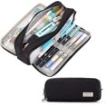 thumbnail image 1 of Large Capacity Pencil Case 3 Compartment Pouch Pen Bag For School Teen Girl Boy Men Women (black), 1 of 5
