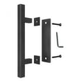 thumbnail image 1 of Manija Corrediza de la Puerta, Manija de la Puerta de Granero de Doble Cara Carbona Empuje de Acero Negro, 1 of 8