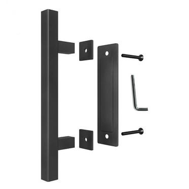 Poignée de Porte Coulissante de Grange en Acier au Carbone 4.8mm Épaisse Double Face Poignée de Poussée Noire
