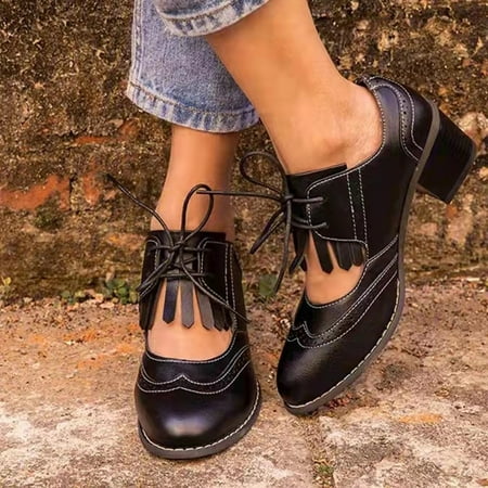 

VKEKIEO Closed Toe Heels For Women High Heel Cone Black