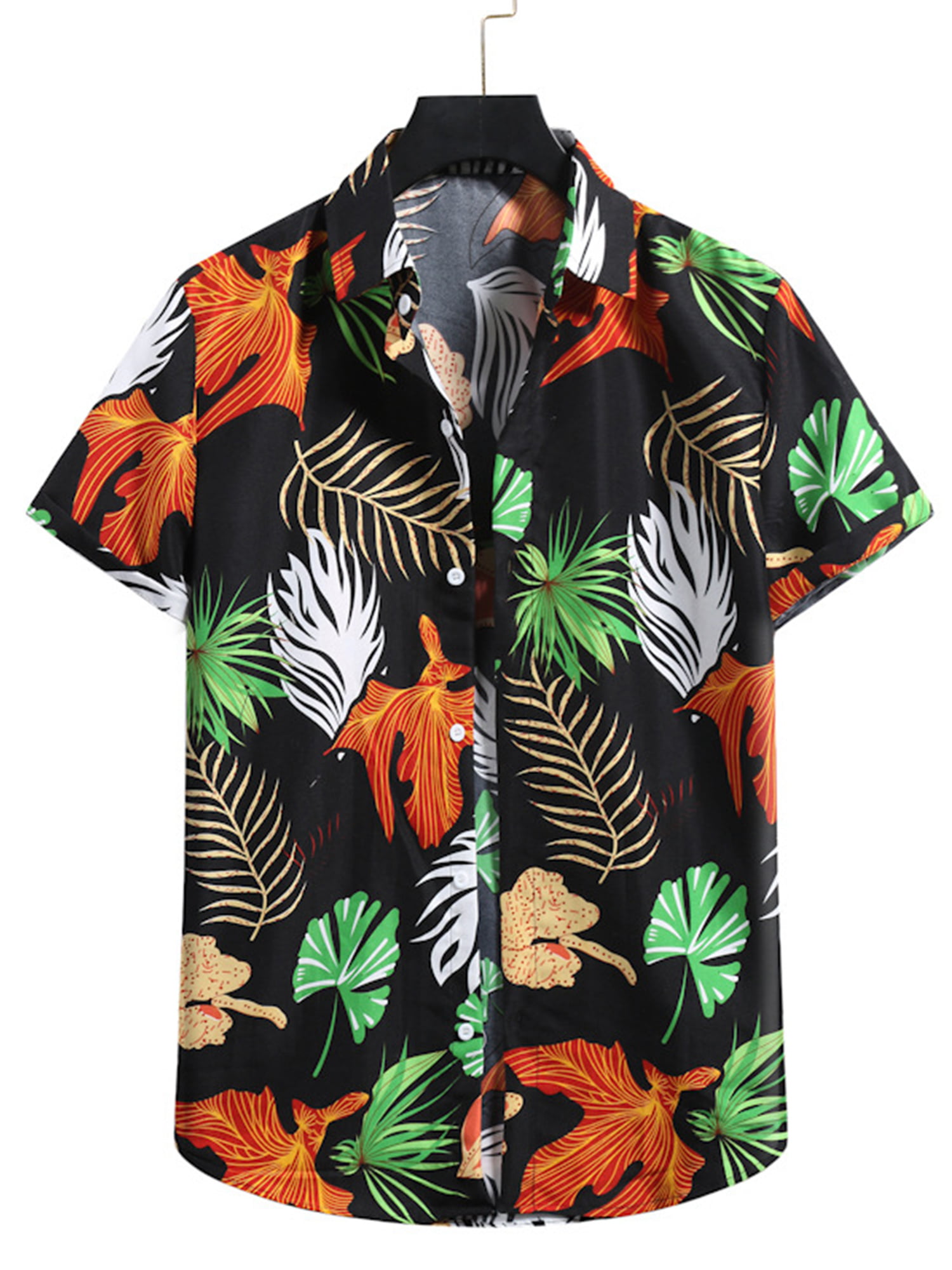 Mens Hawaiian Shirt Summer Aloha Short Sleeve Tropical Casual Button-Down Beach T-Shirts Tops