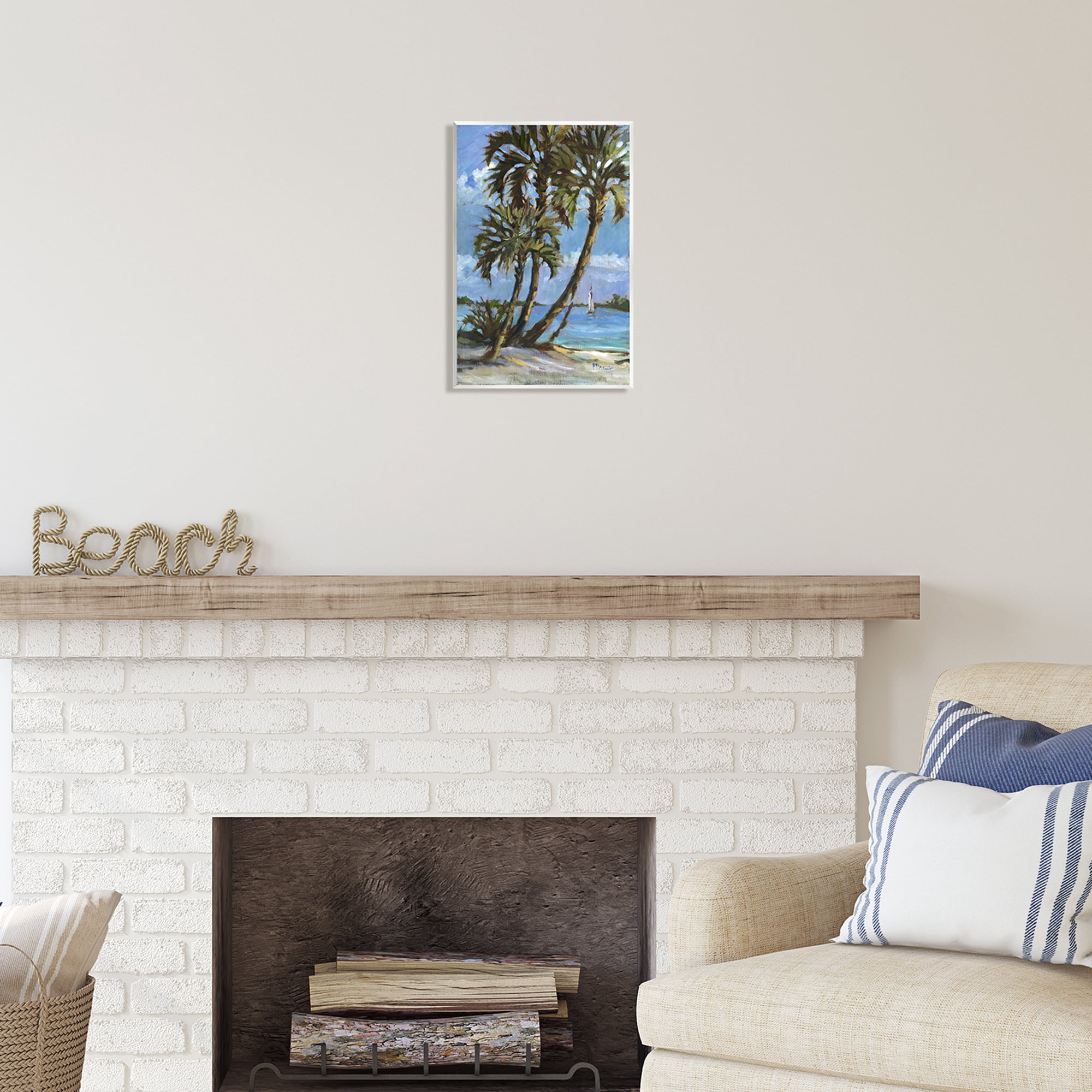 Stupell Industries Sailboat Tropical Shore Transportation Painting Unframed Art Print Wall Art, 10 x 15
