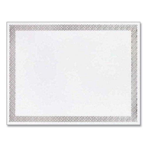 Foil Border Certificates, 8.5 x 11, Ivory/Silver, Braided with Silver Border, 15/Pack Foil Border Certificates, 8.5 x 11, Ivory/Silver, Braided with Silver Border, 15/Pack