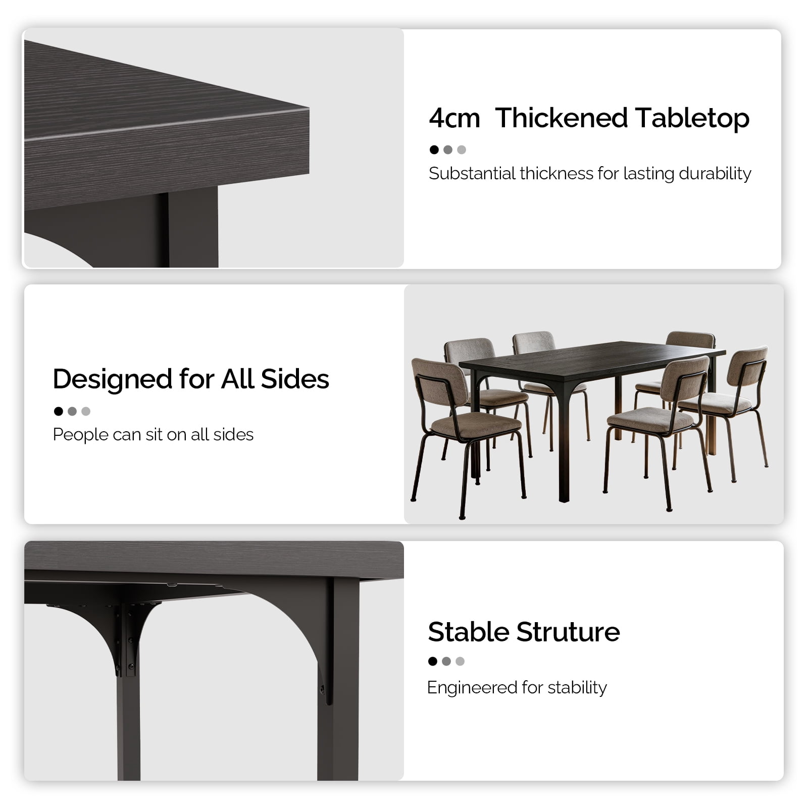 Ktaxon 70.8" Dining Table for 6~8, Farmhouse Kitchen Table Large Rectangle Dinner Table for Home, Dining Room, Kitchen, Black