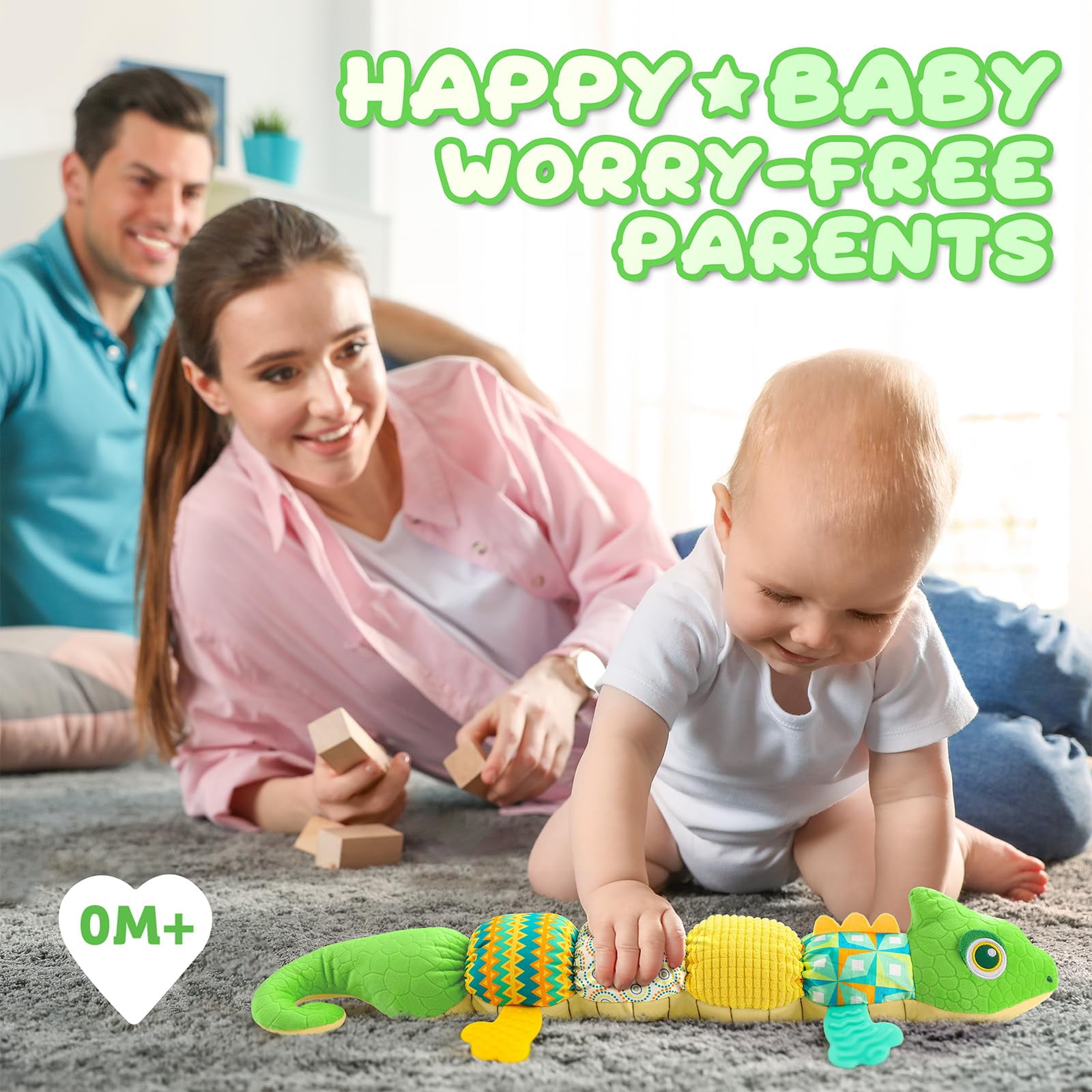 Newborn Baby Toys 0-12 Months - Musical Stuffed Dinosaur Plush, Multi-Sensory Crinkle Rattles & Textured Design, Tummy Time Early Development Gift for Infant Girls