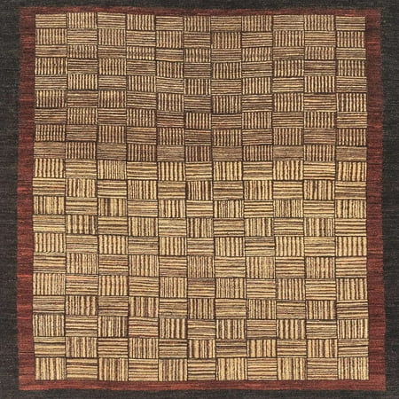 

Ahgly Company Indoor Square Abstract Blood Red Brown Area Rugs 8 Square