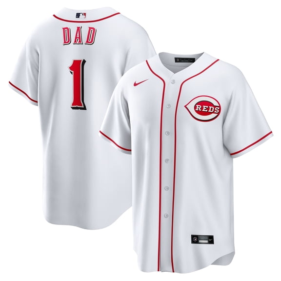Men's-Nike White Cincinnati Reds #1 Dad Home Replica Jersey