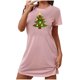 thumbnail image 2 of Camisón corto navideño para mujer, talla grande, cuello redondo, manga corta, estampado en el pecho, vestido de noche para mujer, 2 of 3