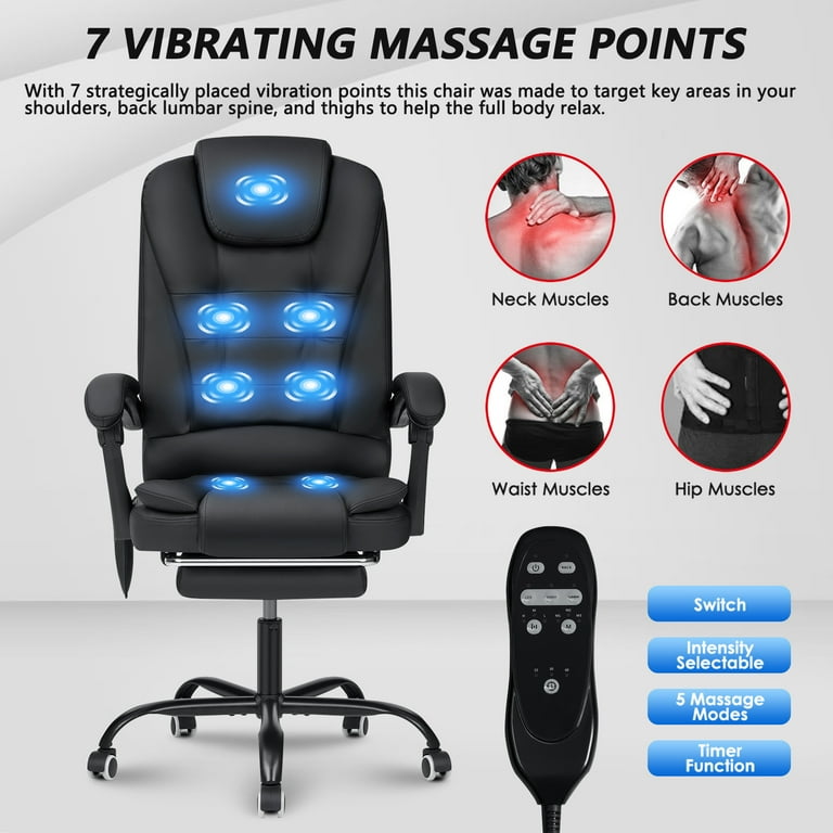 Ergonomic Massage Office Chair with 7-Point Vibration, Faux Leather High  Back Executive Office Chair with Comfort Lumbar Support Upholstered Linkage