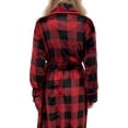 thumbnail image 4 of Elegant Comfort Women’s Plush Fleece Spa Bathrobe, Shawl Collar and Pockets, Velvet Soft and Warm Long Robe - Small, Buffalo Burgundy/Black, 4 of 5