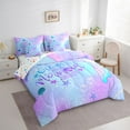 thumbnail image 3 of Homewish Marine Mermaid 7-Piece Twin Bedding Sets for Kids Teens Girls,Ocean Sea Princess Bedding Comforter Set,Blue Purple Gradient Breathable Sheet Sets,Ultra Soft Home Decor,Reversible, 3 of 8
