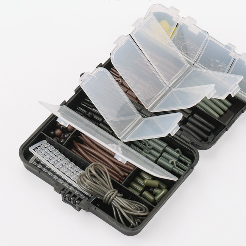 SUKIY 173pcs Carp Fishing Tackle Box Kit Carp Fishing Rigs Swivel Snaps Helicopter Rig