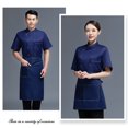 thumbnail image 2 of ziyahi Chef Uniform Short Sleeve Kitchen Apron Double-breasted Suits Comfortable Stitching Shirts for Men Simple Style for Coffee Bar Blue L, 2 of 9