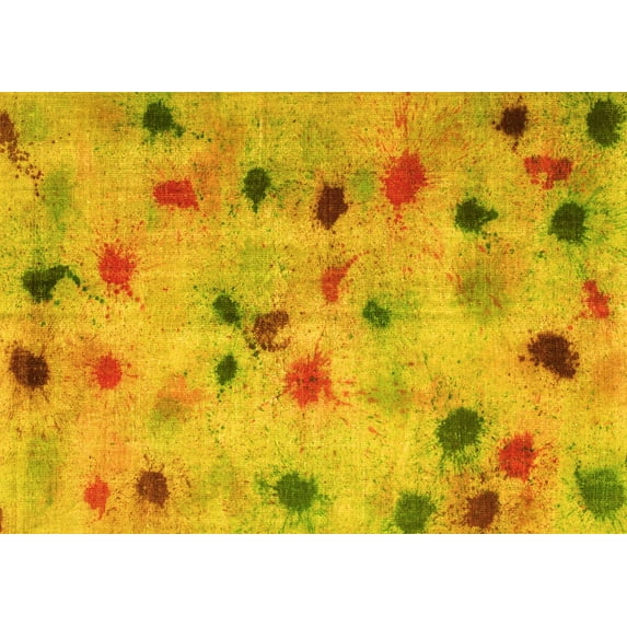 Ahgly Company Machine Washable Indoor Rectangle Abstract Yellow Contemporary Area Rugs, 3' x 5'