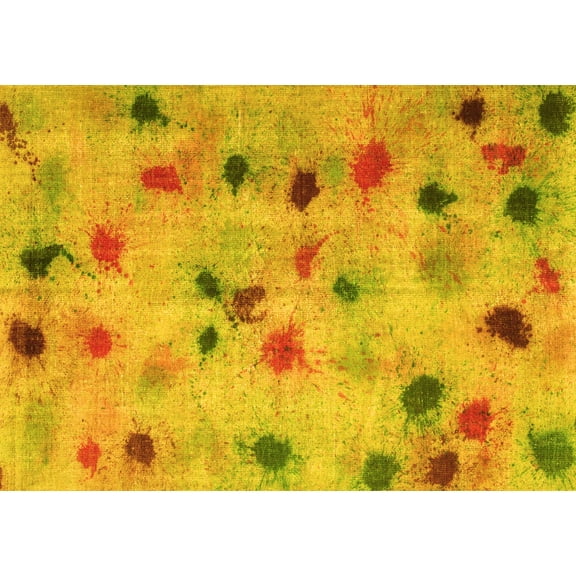 Ahgly Company Indoor Rectangle Abstract Yellow Contemporary Area Rugs, 4' x 6'