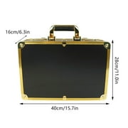 Anqidi Gold/Black Barber Case Stylist Hairdressing Toolbox Clipper Trimmer Organizer Metal Storage Box Portable Suitcase