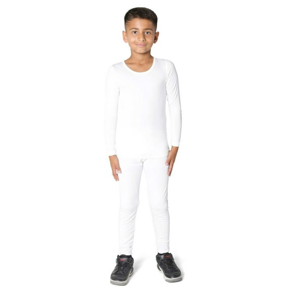 EVERYDAY KIDS Boys White Thermal Top and Bottom Underwear Set