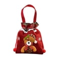 thumbnail image 2 of Festive Gift Bags Reusable Drawstring Gift Sacks with Handle Bear Holiday Xmas Party Favor Wrapping Bags for Candy Cookies Small Toys Stocking Stuffers, Set of 1, Cloth, 2 of 7