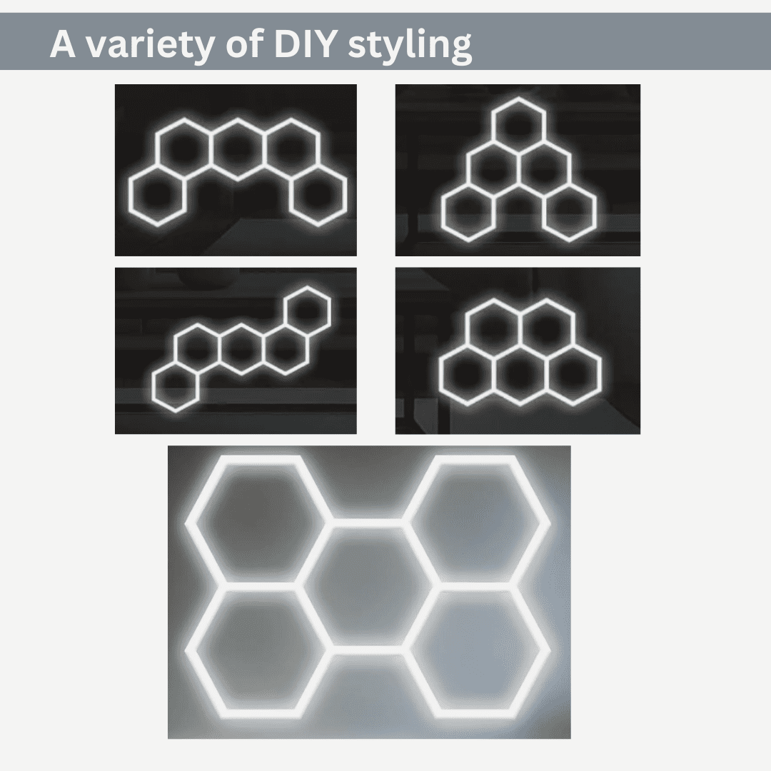 Hexagon Garage Lights 216W 25920 Lumens Honeycomb LED 5 Grid High Brightness, Easy Install