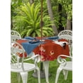 thumbnail image 3 of Outdoor Tablecloths with Umbrella Hole & Zipper, Red Crane Round Tablecloth 54 Inch, Vintage Red Teal Spring Floral Botanical Waterproof Table Cloth, Patio/Pool/Picnic Table Covers, 3 of 8