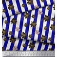 thumbnail image 2 of Soimoi Blue polyester Crepe Fabric Stripe & Clematis Floral Print Sewing Fabric Yard 42 Inch Wide, 2 of 3