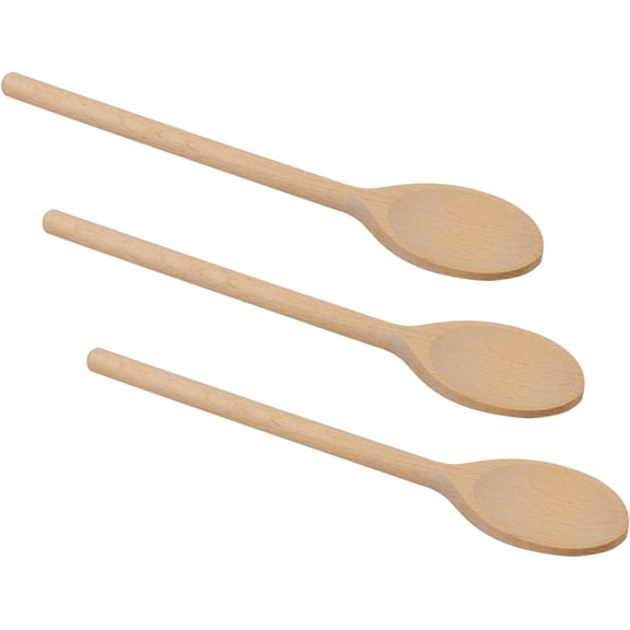 3Pcs 12Inch Long Wooden Spoons for Cooking - Oval Wood Mixing Spoons for Baking, Cooking, Stirring - Sauce Spoons Made of Natural Beechwood