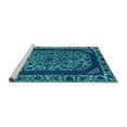 thumbnail image 2 of Ahgly Company Machine Washable Indoor Round Oriental Turquoise Blue Industrial Area Rugs, 3' Round, 2 of 4