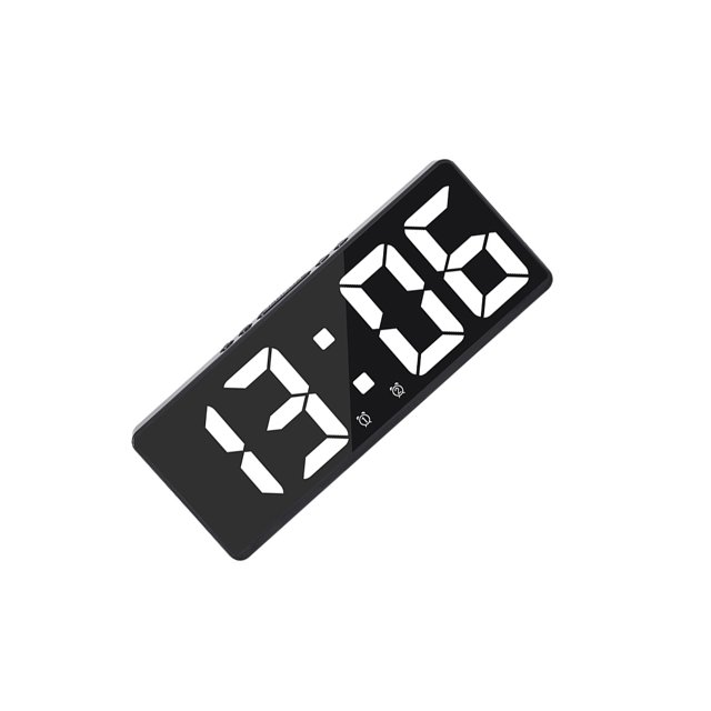 Naiovety Reloj digital LED Estilo simple Rectangular Recargable Función de repetición de 5 velocidades Control de sonido Alarmas Termómetro Type2 NO2