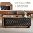 thumbnail image 2 of Fnova Table Basse Moderne Extensible avec 2 Tiroirs, Table Basse en Bois Extensible de 42 Pouces-65 Pouces pour Salon, Brun et Noir, 2 of 12