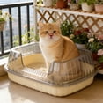 thumbnail image 3 of RKSTN Semi-Enclosed Cat Litter Box, Splash-Proof Cat Toilet, Deodorant Cat Litter Box Beige, 3 of 5