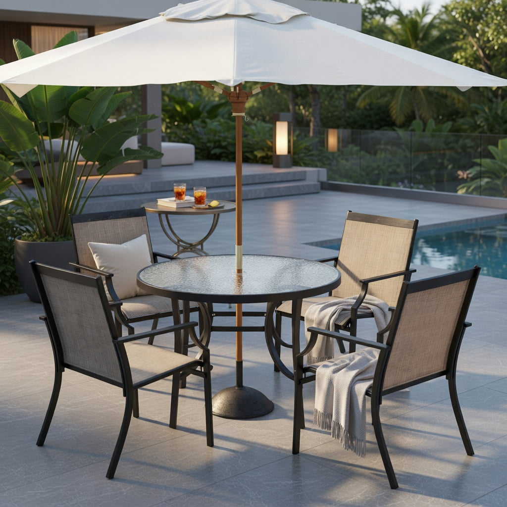 Hommoo 2-Pack Large Outdoor Dining Chairs, Breathable Mesh Seat, Rustproof Metal Frame, Patio Chairs for Deck, Backyard, Balcony, Coffee