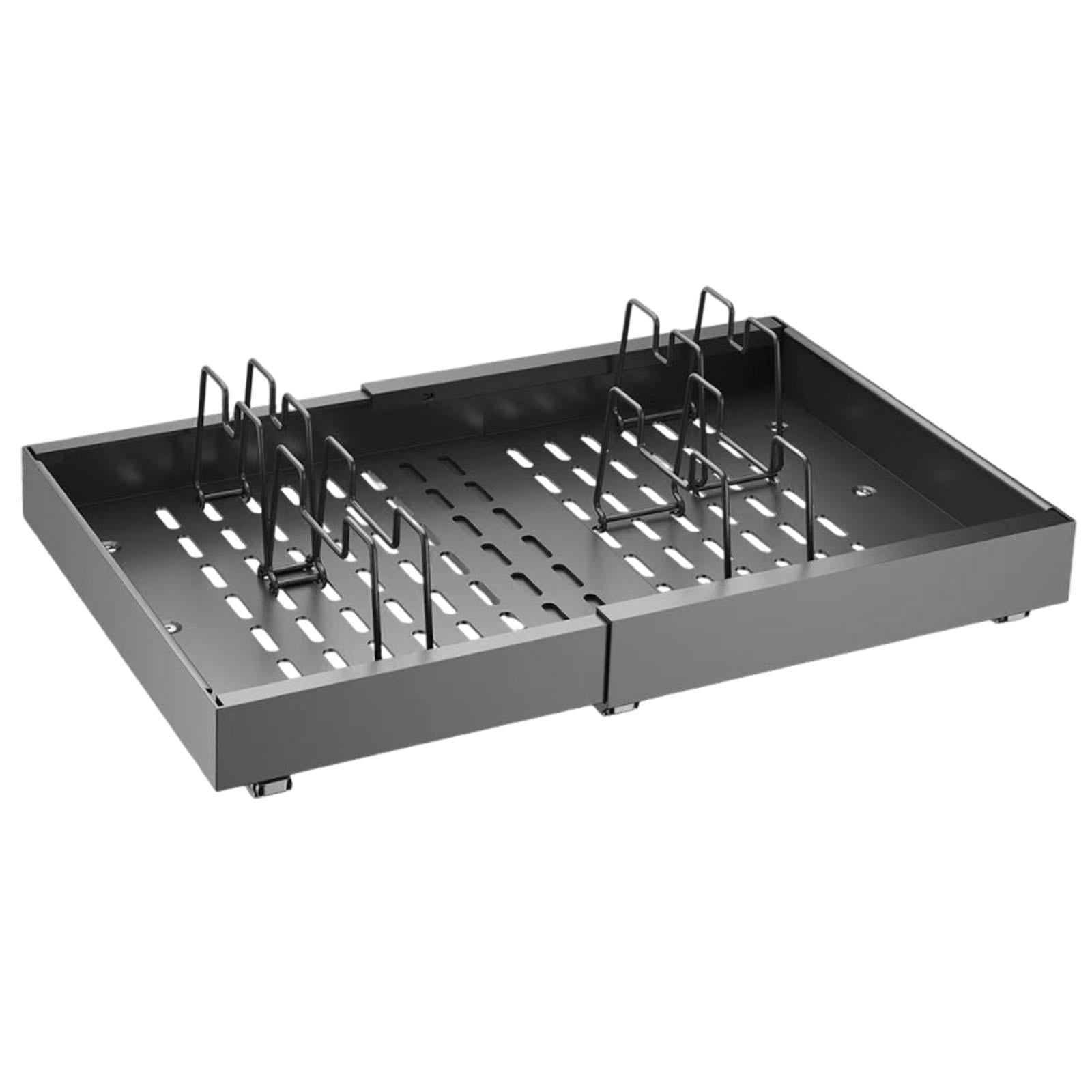 Fiocias Pull Out Cabinet Organizer Utensil Spice Storage Shelf Carbon Steel under Sink Drawer Storage Rack for Pantry Closet Office Black
