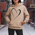 thumbnail image 2 of Hoodies for Women Valentine's DayValentines Day Women Hoodies Heart Print Long Sleeve Pullover Soft Sweatshirt Outerwear,Khaki, 2 of 4
